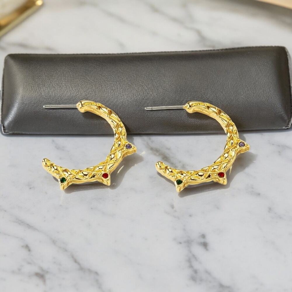 NEW 18K yellow gold plated CZ hoop drop earrings jewelry B22A